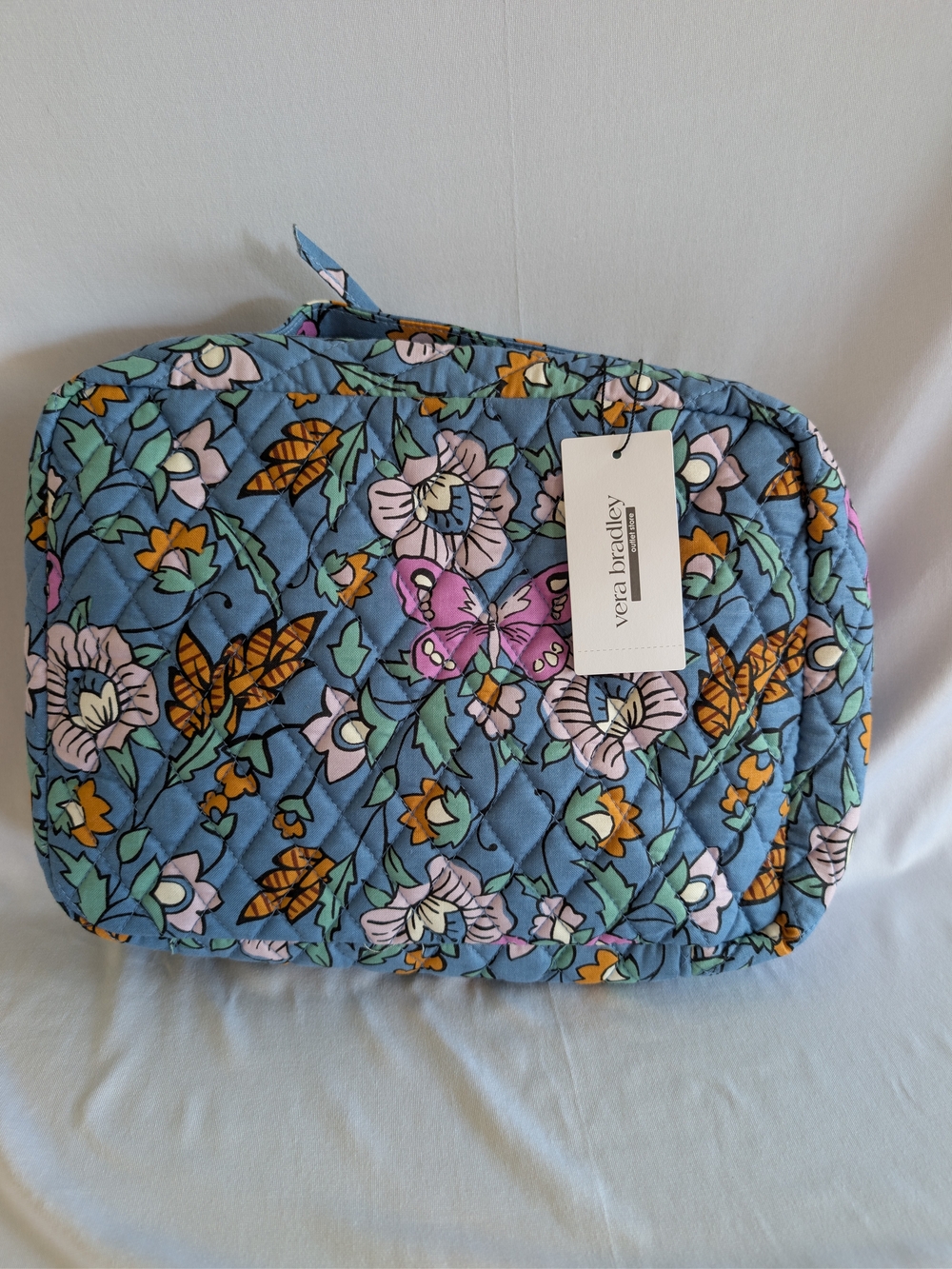 Vera Bradley Blue Floral Quilted Lay Flat Travel Organizer